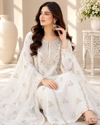 2 Pcs Women's Unstitched Gota Work Suit