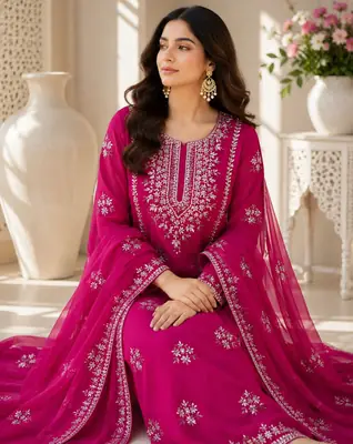2 Pcs Women's Unstitched Gota Work Suit