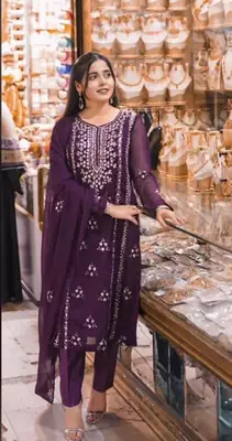 2 Pcs Women's Unstitched Gota Work Suit
