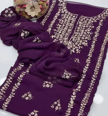 2 Pcs Women's Unstitched Gota Work Suit thumbnail 2