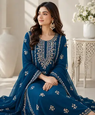 2 Pcs Women's Unstitched Gota Work Suit