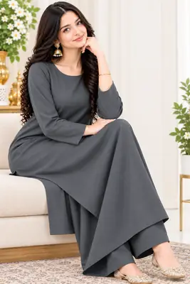 Shamooz Silk 2Pcs Women's Unstitched Plain Suit Best Quality