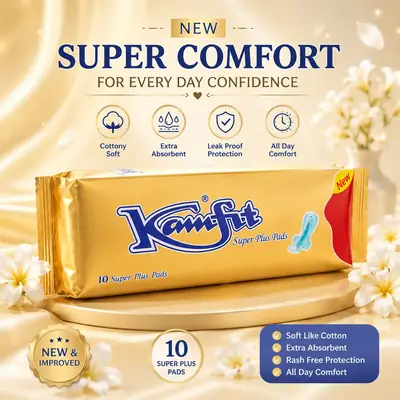 Kamfit sanitary pads pack of 3 (10 PCs in one pack) Comfortable And Lightweight Underwire Pads thumbnail 2