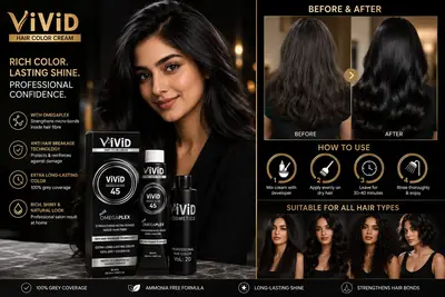 ViViD Hair Color Cream 45 Black with OmegaPlex | 100% Grey Coverage | 120ml thumbnail 2