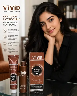 ViViD Hair Dye Cream 43 Brown | OmegaPlex Formula | Salon Quality | 120ml 
