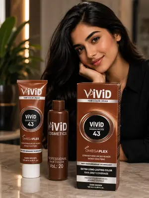 ViViD Hair Dye Cream 43 Brown | OmegaPlex Formula | Salon Quality | 120ml  thumbnail 2