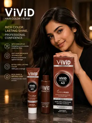 ViViD Hair Dye Cream 43 Brown | OmegaPlex Formula | Salon Quality | 120ml  thumbnail 4