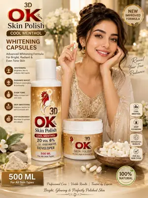 OK 3D Exfoliator Skin Polisher & Activator 500 ML with whitening capsule