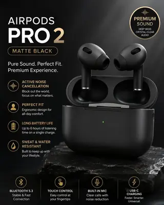 Black Long-Lasting Battery With Fast Charge 2 Earbuds thumbnail 2