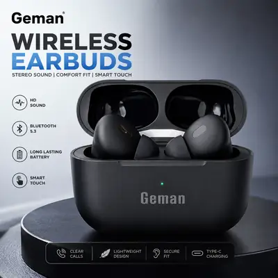 GEMAN AirPods Black Long-Lasting Battery With Fast Charge