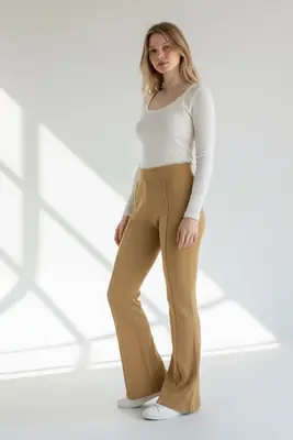 1 Pc Women's Stitched Cotton Jersey Plain Bell Bottoms