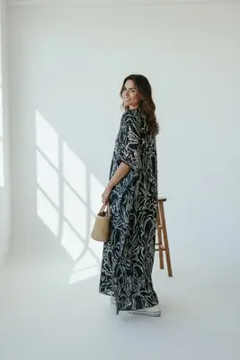 1 Pc Women's Stitched Silk Printed Maxi