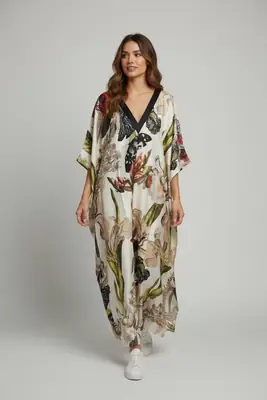 1 Pc Women's Stitched Silk Printed Maxi