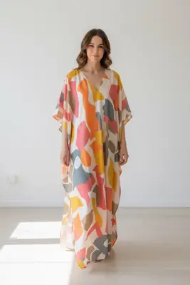 1 Pc Women's Stitched Silk Printed Maxi