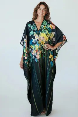 1 Pc Women's Stitched Silk Printed Maxi