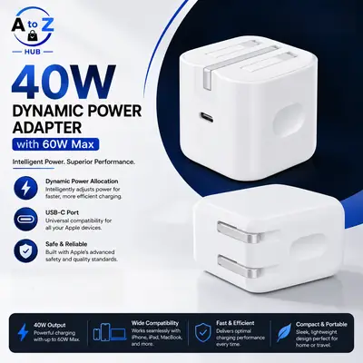 Apple Original 40W Dynamic Power Adapter with 60W Max - USB-C Fast Charging Power Adapter thumbnail 2