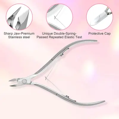 Cuticle Trimmer with Cuticle Pusher Silver Nail Trimmer 