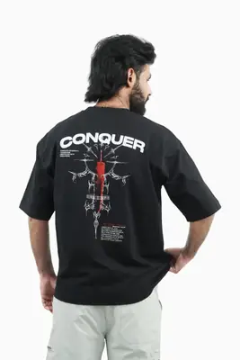 Men's Oversized Drop Shoulder Loose Fit Summer Shirt Black