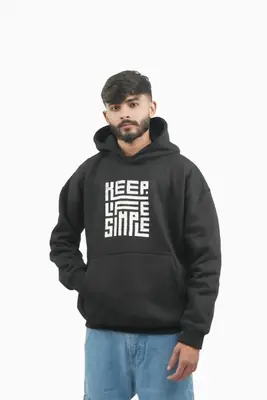 Men Black Hoodie 'Keep Life Simple' Oversize thumbnail 2
