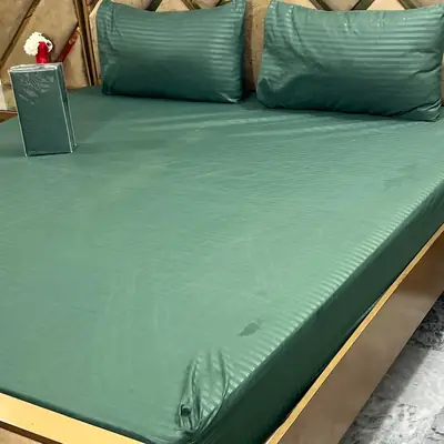 3 Pcs Cotton Sotton Plain Fitted Sheet