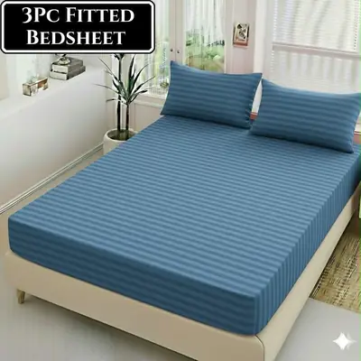 3 Pcs Cotton Sotton Plain Fitted Sheet