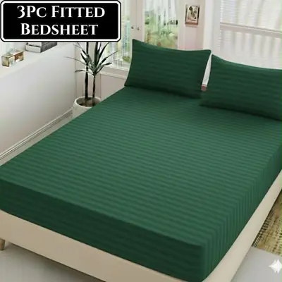 3 Pcs Cotton Sotton Plain Fitted Sheet