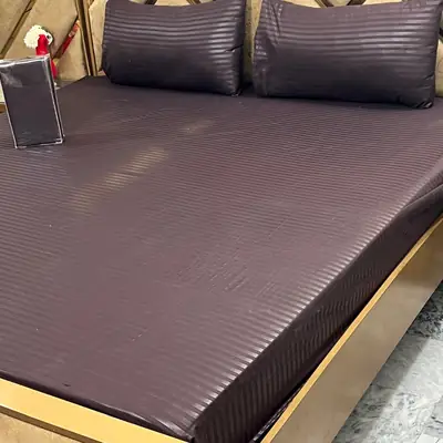 3 Pcs Cotton Sotton Plain Fitted Sheet