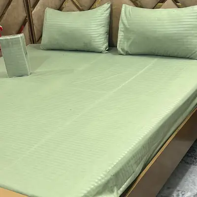 3 Pcs Cotton Sotton Plain Fitted Sheet