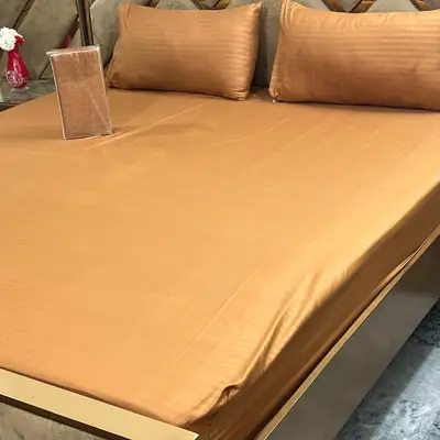 3 Pcs Cotton Sotton Plain Fitted Sheet