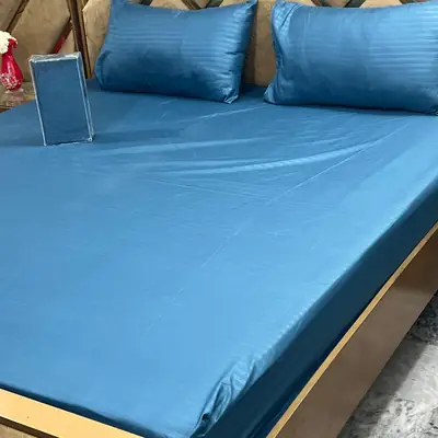 3 Pcs Cotton Sotton Plain Fitted Sheet