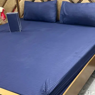 3 Pcs Cotton Sotton Plain Fitted Sheet