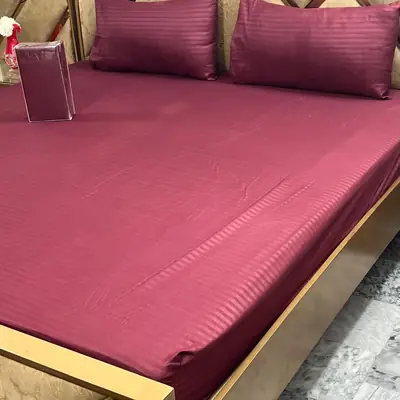 3 Pcs Cotton Sotton Plain Fitted Sheet