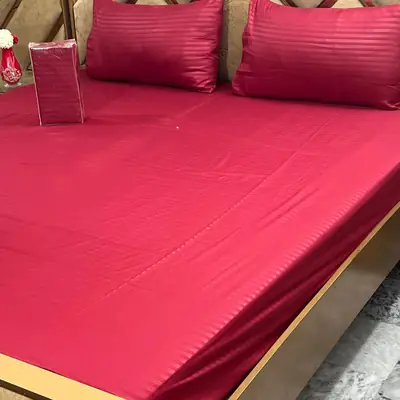 3 Pcs Cotton Sotton Plain Fitted Sheet