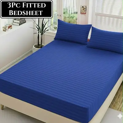 3 Pcs Cotton Sotton Plain Fitted Sheet