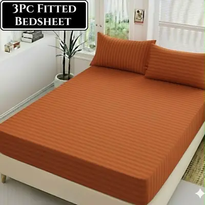 3 Pcs Cotton Sotton Plain Fitted Sheet