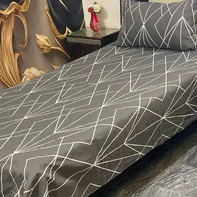 2 Pcs Cotton Printed Single Bedsheet