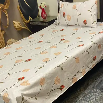 2 Pcs Cotton Printed Single Bedsheet