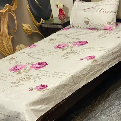 2 Pcs Cotton Printed Single Bedsheet