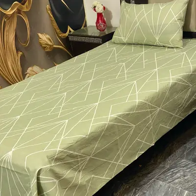 2 Pcs Cotton Printed Single Bedsheet