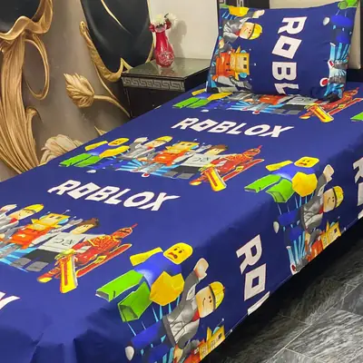 2 Pcs Cotton Printed Single Bedsheet