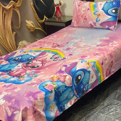 2 Pcs Cotton Printed Single Bedsheet