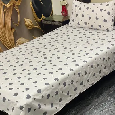 2 Pcs Cotton Printed Single Bedsheet
