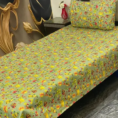2 Pcs Cotton Printed Single Bedsheet