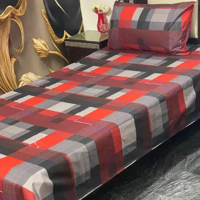 2 Pcs Cotton Printed Single Bedsheet