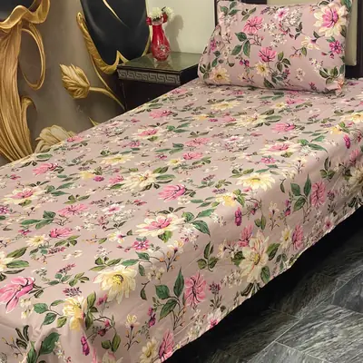 2 Pcs Cotton Printed Single Bedsheet