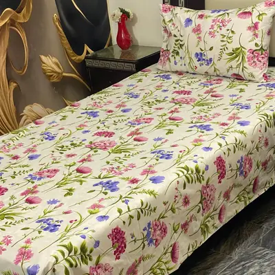 2 Pcs Cotton Printed Single Bedsheet