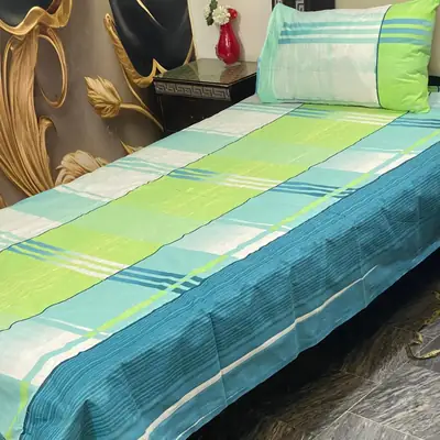 2 Pcs Cotton Printed Single Bedsheet
