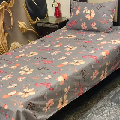 2 Pcs Cotton Printed Single Bedsheet
