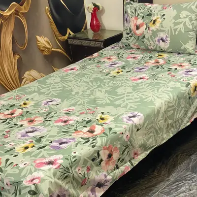 2 Pcs Cotton Printed Single Bedsheet