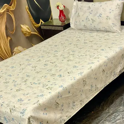 2 Pcs Cotton Printed Single Bedsheet